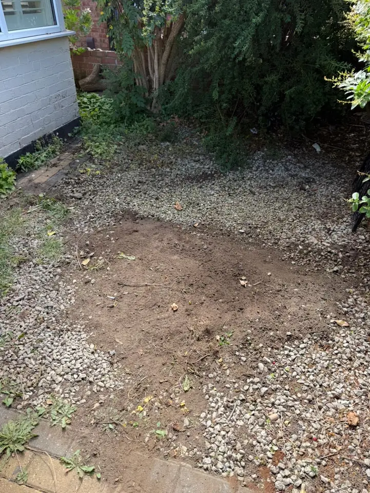 The same garden area after the timber and turf were cleared.
